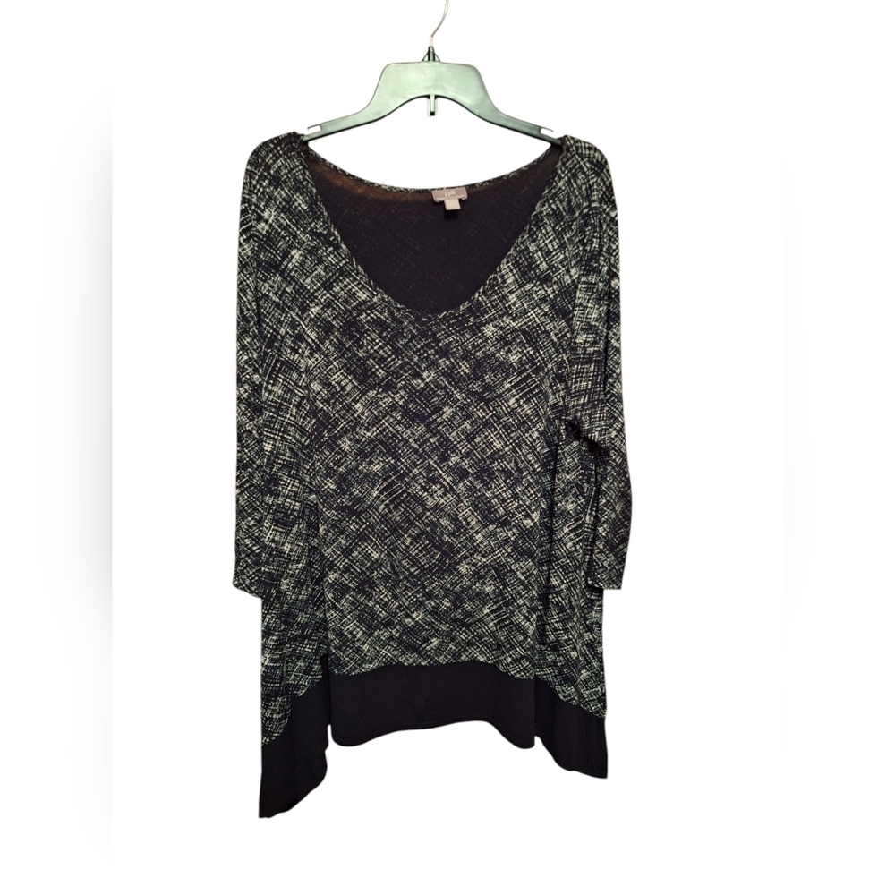 J.JIll Wherever Collection Petite Large Tunic Top Shark Bite Stretch Boho